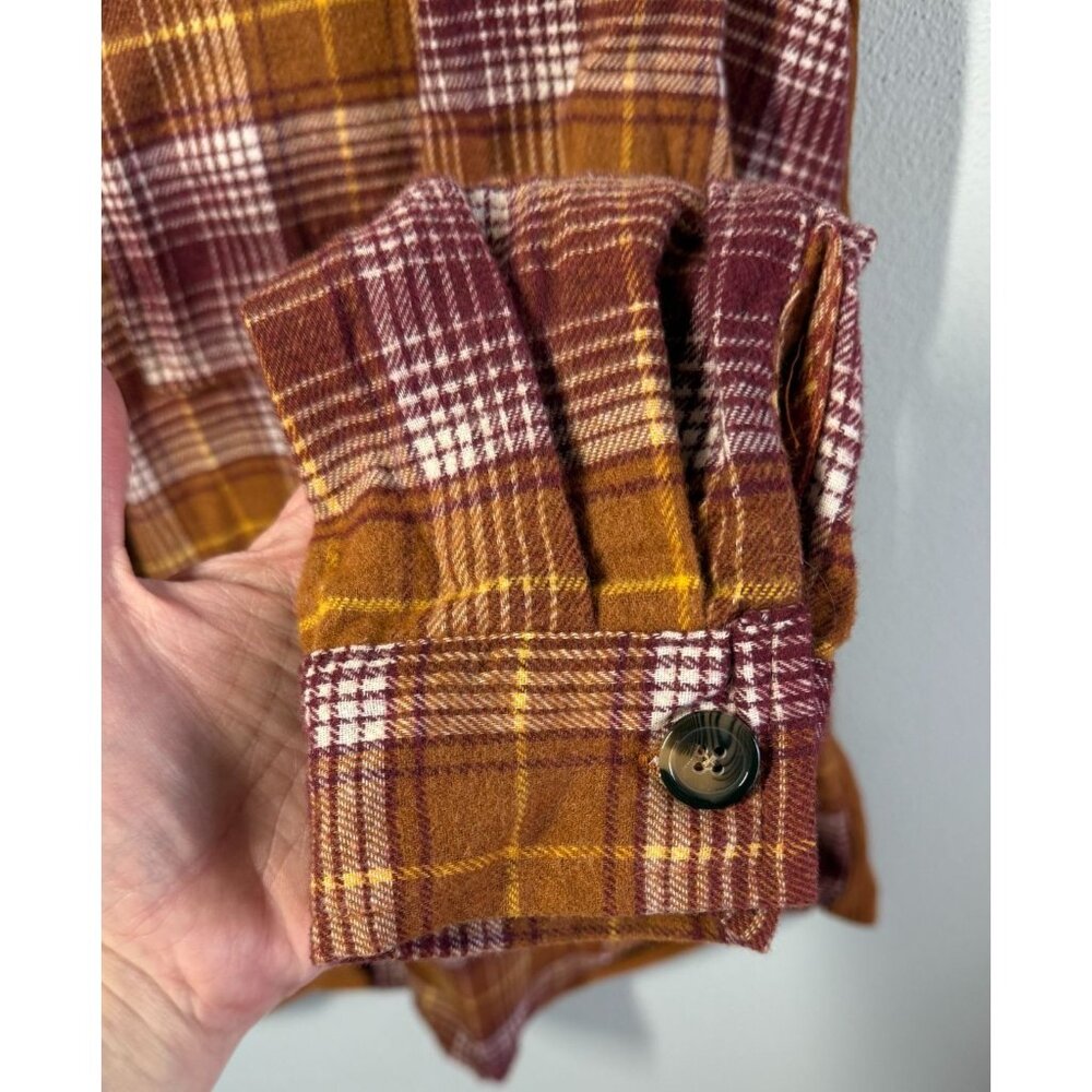 NWT N.Y.L.A. Patchwork Corduroy Flannel Shacket Womens Large‎ Brown/Burgundy - Picture 8 of 12
